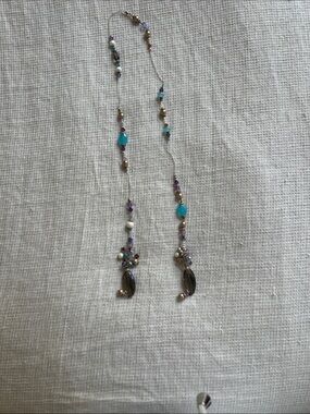 Beaded Turquoise & Purple Long Necklace - Women Jewelry